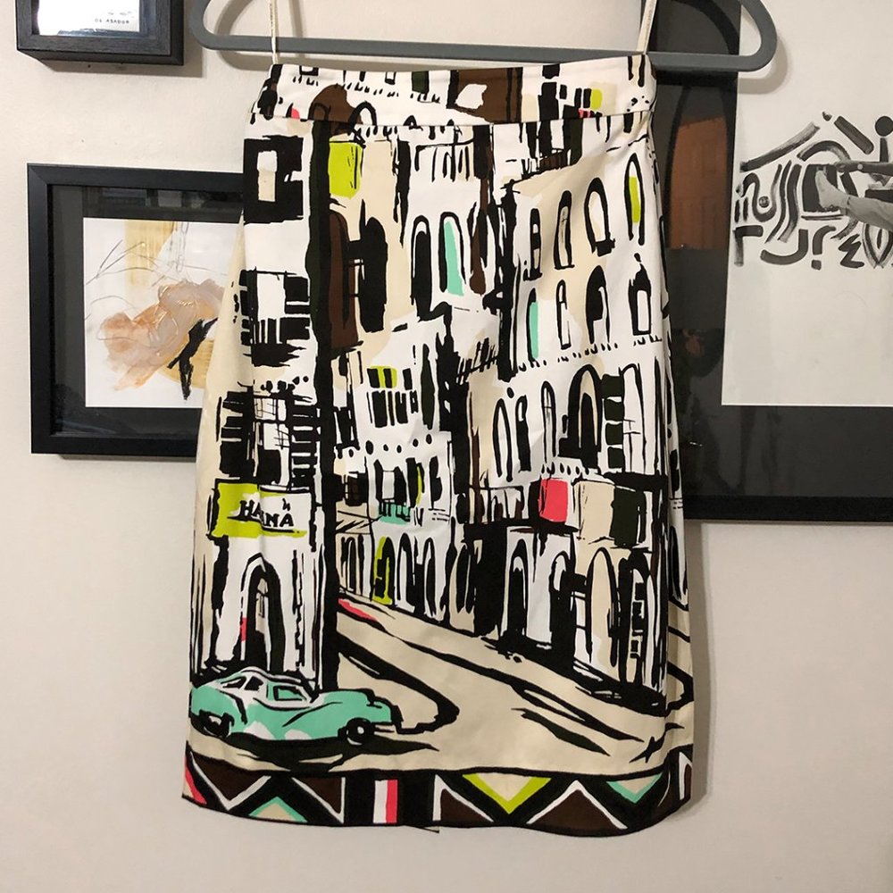 Kate Spade Havana Cuba Printed Midi Pencil Skirt